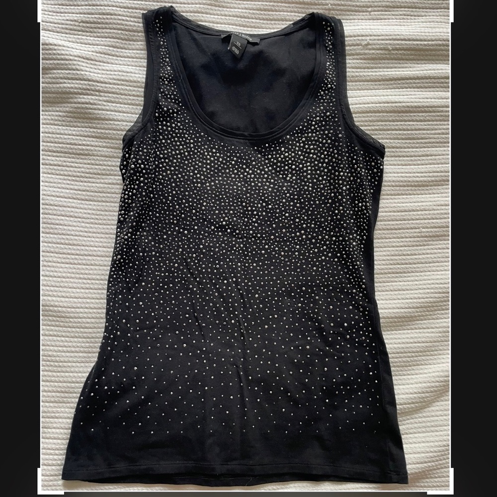 WHBM black top with silver “beads”